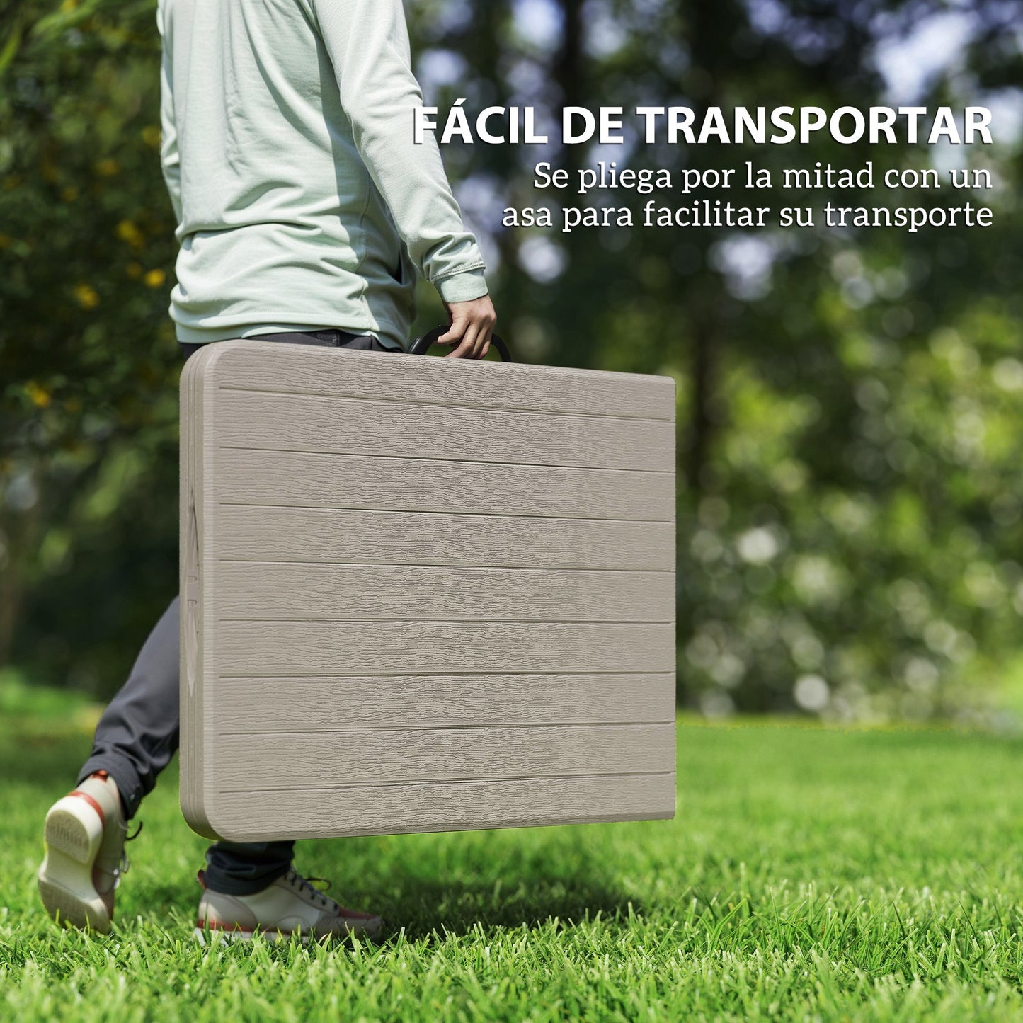 Outsunny Conjunto De Camping Plegable 3 Piezas Mesa Plegable Camping Con Bancos_5