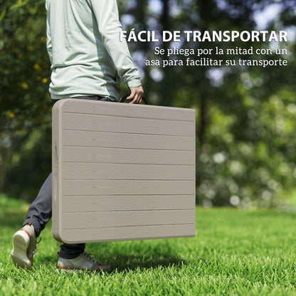 Outsunny Conjunto De Camping Plegable 3 Piezas Mesa Plegable Camping Con Bancos_5