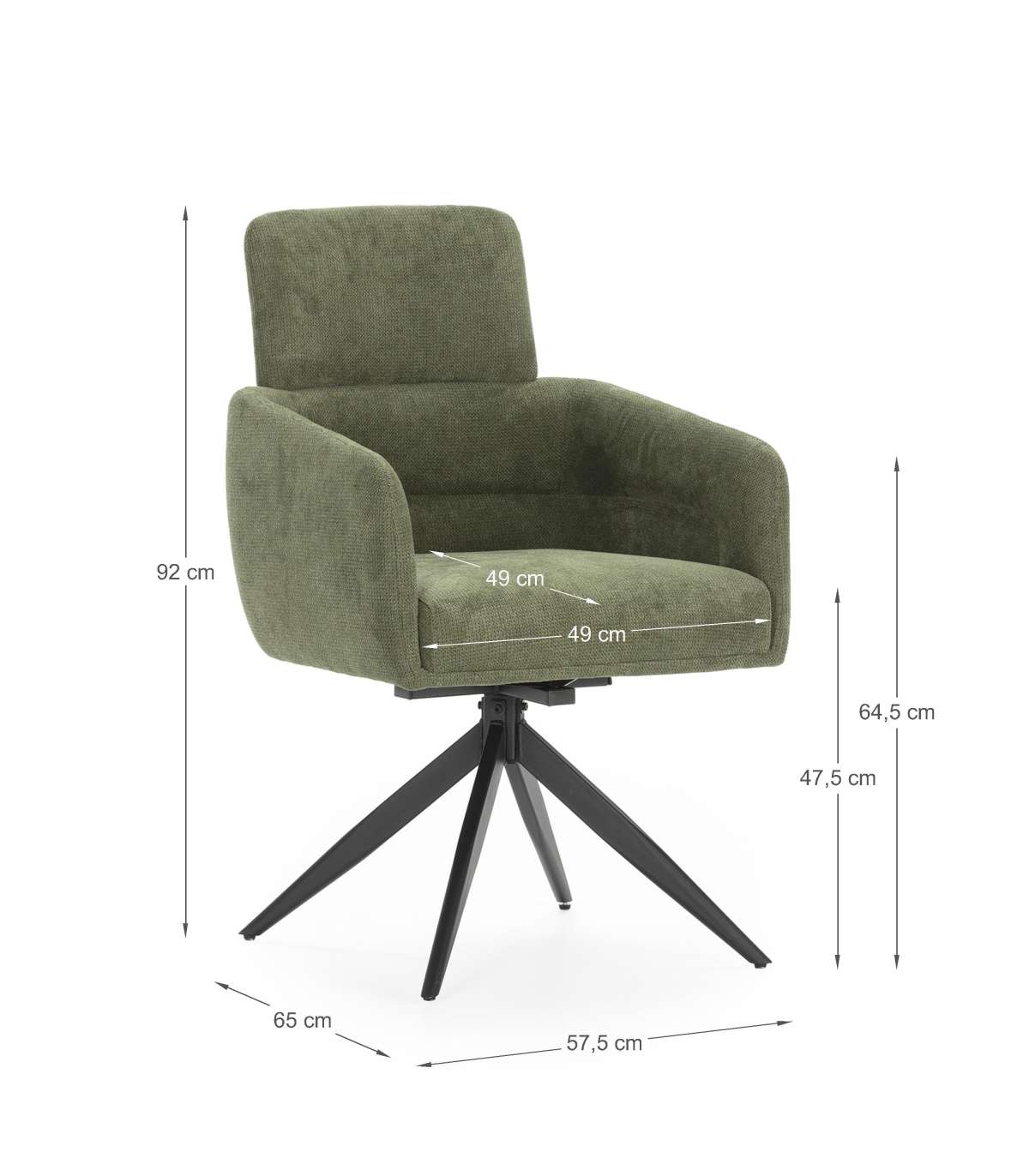 Pack De 2 Sillones Giratorios Modelo Maggie Tapizado Textil Verde, 93cm(alto) 58cm(ancho)_4