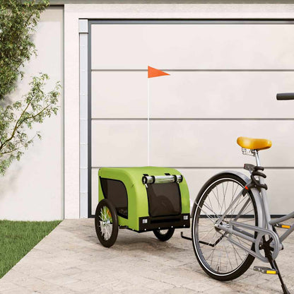 Remolque De Bicicleta Mascotas Hierro Tela Oxford Verde Negro_1