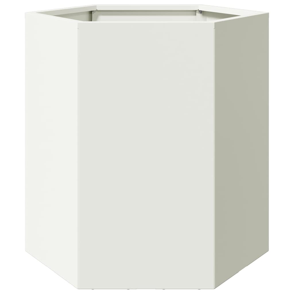 Jardinera Hexagonal Acero Blanco 46x40x45 Cm_5