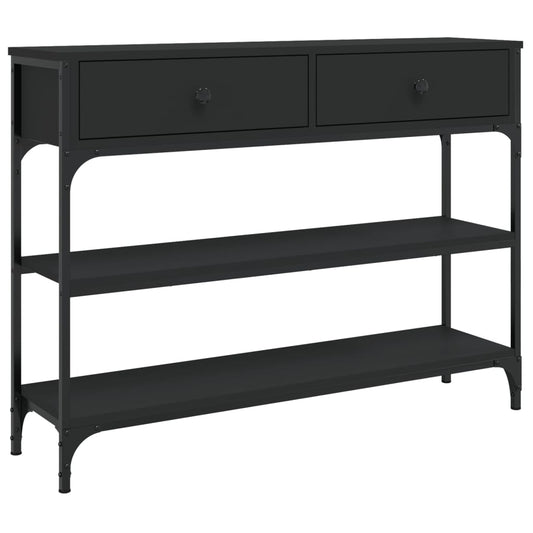 Mesa Consola Madera De Ingeniería Negra 100x25x75 Cm_0