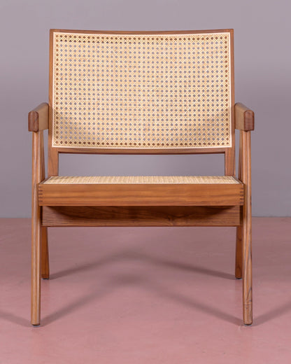 Sillón Clásico Con Reposabrazos En Madera De Teca Y Ratán Natural - Compass_3