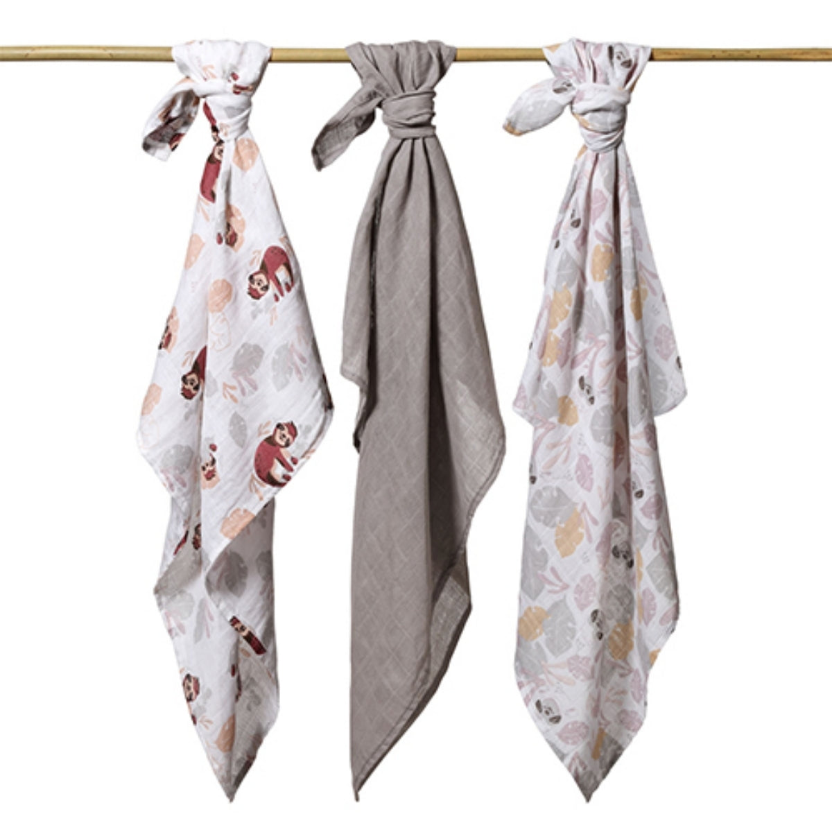 Pack 3 Muselinas Algodón 70x70 Cm Perezoso_1