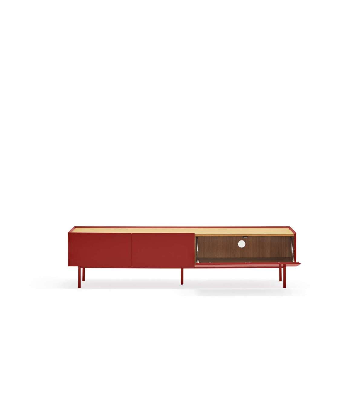 Mueble Para Televisión Modelo Arista 1 Puerta 2 Cajones Acabado Burdeos, 40cm(ancho) 45c_1