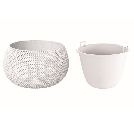 Maceta Redonda Con Deposito Splofy Bowl De Plastico En Color Blanco 14,4 (largo) X 14,4 (ancho) X 11 (altura) Cm_0