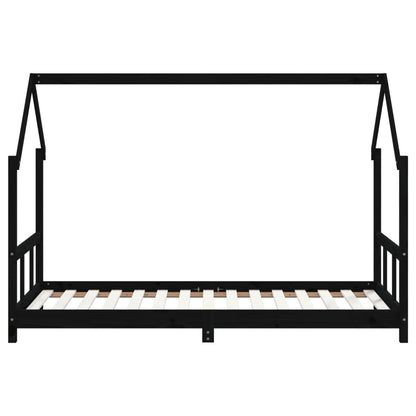 Vidaxl Estructura De Cama Para Niños Madera De Pino Negro 90x190 Cm_3
