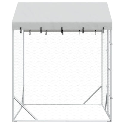 Perrera De Exterior Con Toldo Acero Galvanizado Plata 2x2x2,5 M_4