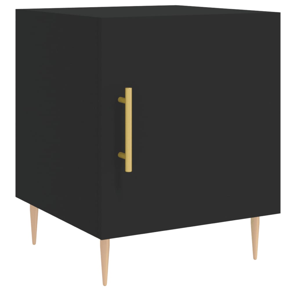 Mesita De Noche Madera De Ingeniería Negro 40x40x50 Cm_0