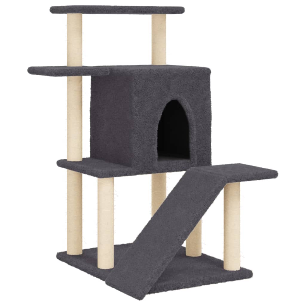 Rascador Para Gatos Con Postes De Sisal Gris Oscuro 97 Cm_0