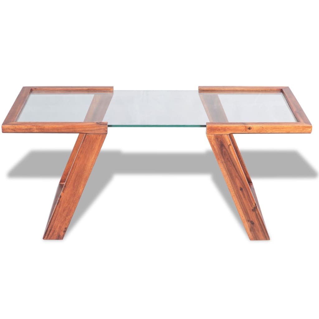 Mesa De Centro De Madera Maciza De Acacia Marrón 100x50x40 Cm_0