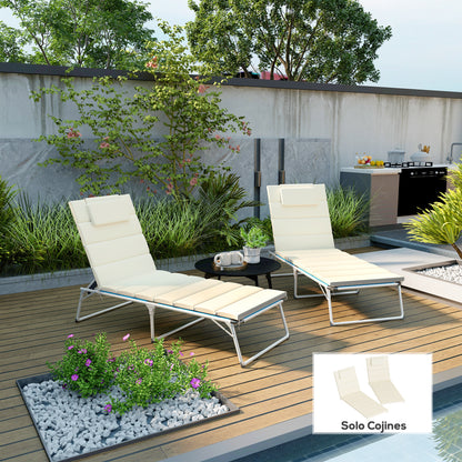 Outsunny Pack 2 Cojines Para Tumbonas Plegables 203x66x3 Cm Con Reposacabezas_1