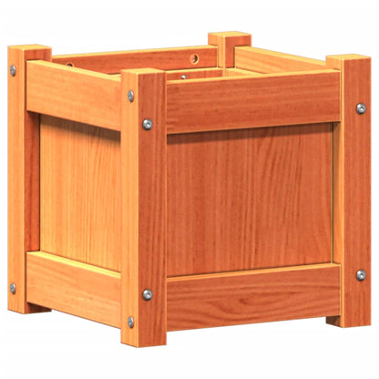 Jardinera Exterior Madera Maciza Pino Marrón Cera 31x31x31 Cm_0