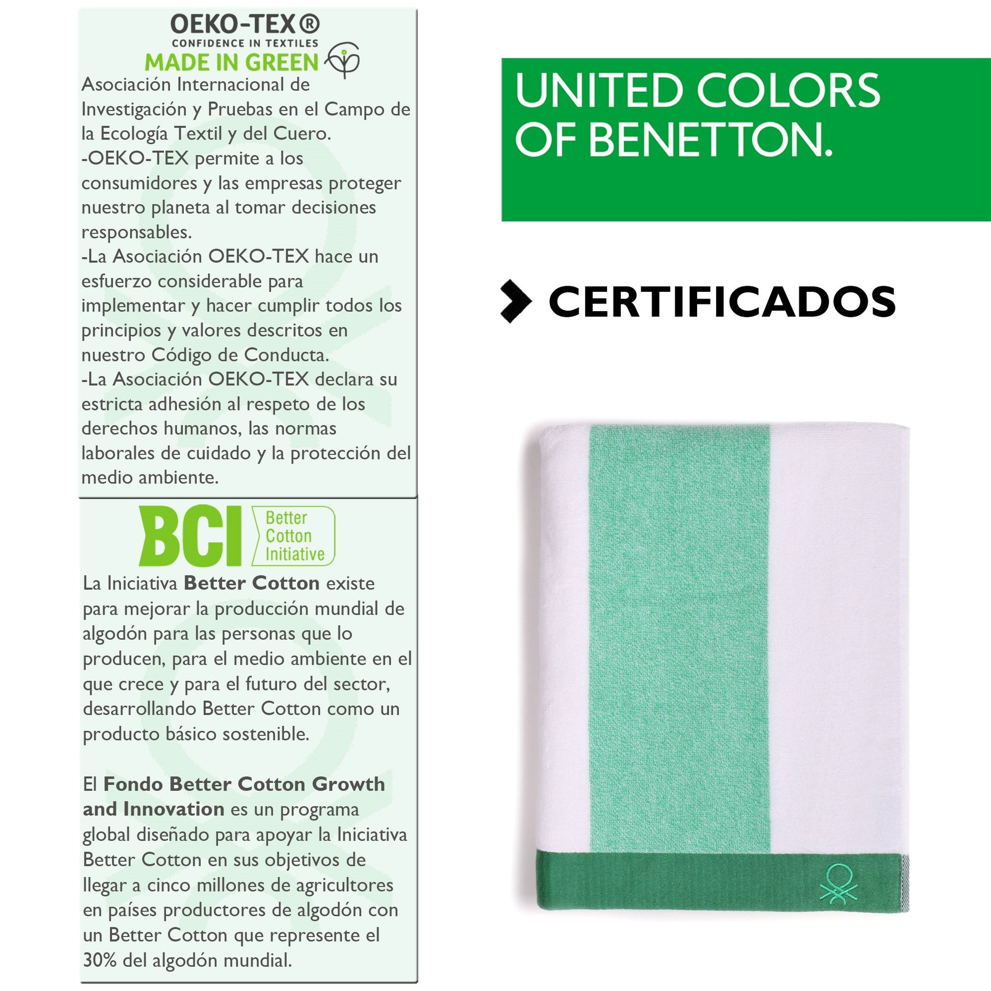Set 2 Toalla De Playa 90x160cm 450gsm Terry 100%algodon Verde Casa Benetton