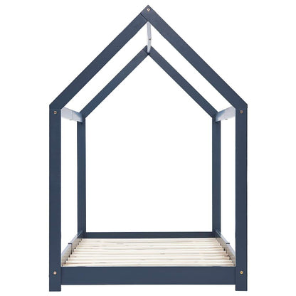 Vidaxl Estructura De Cama Infantil Madera Maciza Pino Gris 90x200 Cm_3