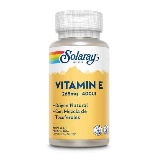 Vitamina E 400 UI Solaray, 50 pérolas