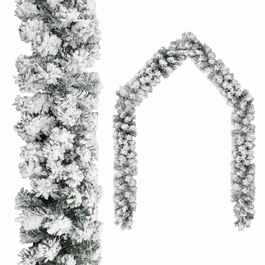 Vidaxl Guirnalda De Navidad Con Nieve Flocada Verde 5 M Pvc_0
