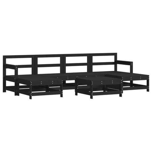 Vidaxl Juego De Muebles De Jardín 7 Piezas Madera Maciza De Pino Negro_0