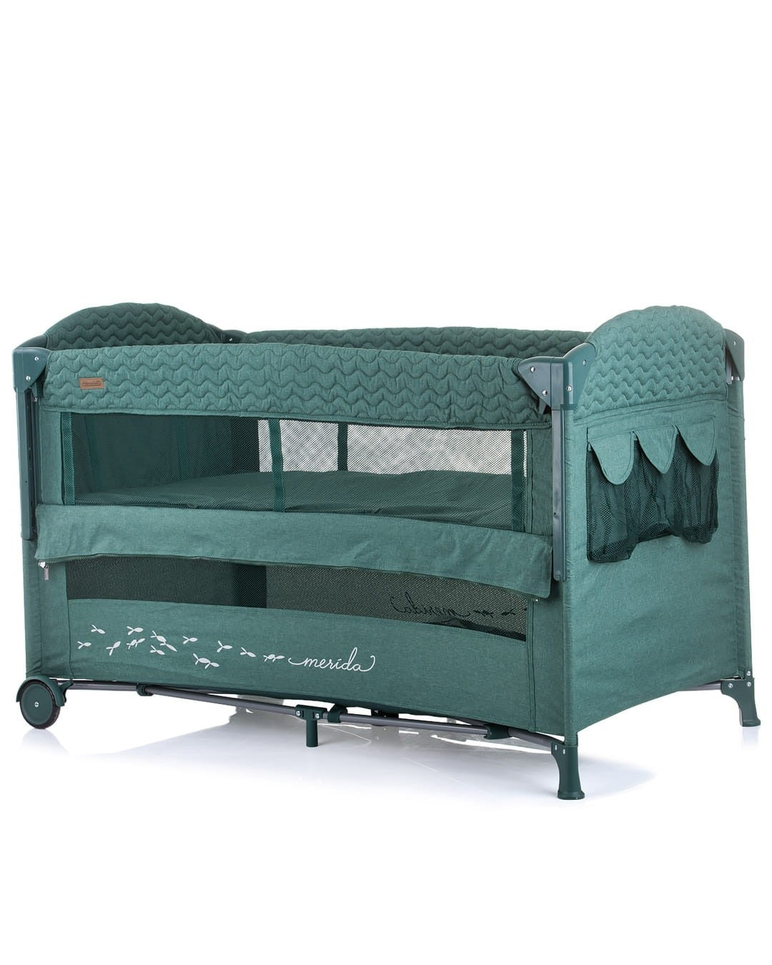Cuna De Viaje Con Apertura Lateral Merida Linen Avocado_2