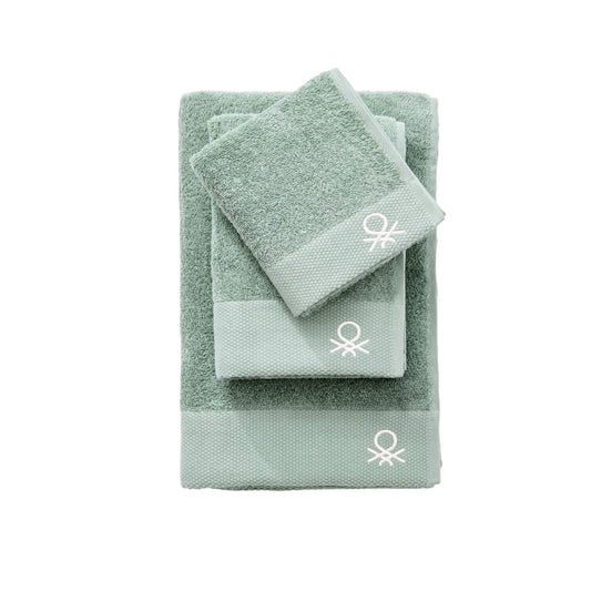Set 3pzs Toalla 100% Algodon 500gsm C/ Logo Bordado 30x50 + 50x90 + 70x170 Verde Core Benetton_0