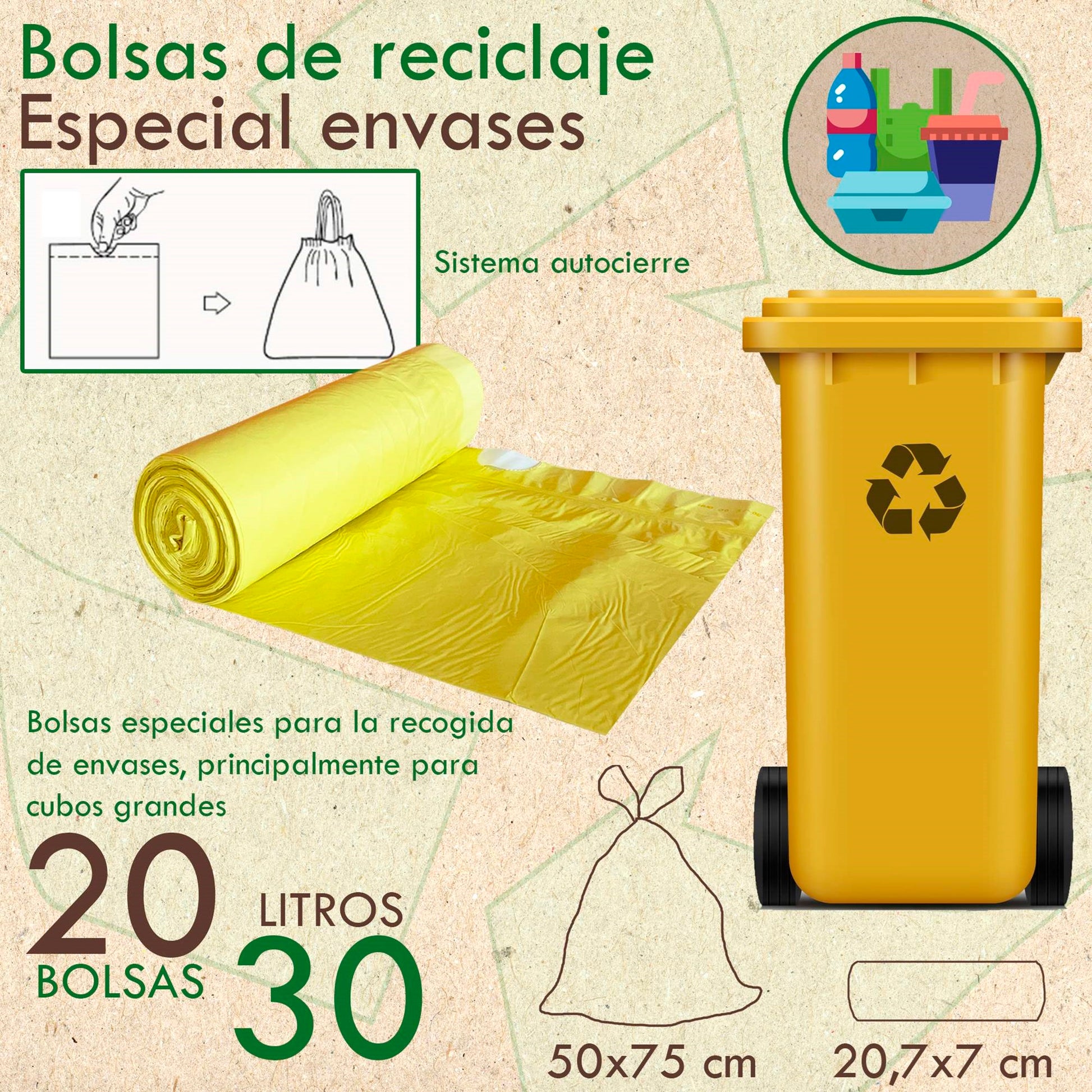 10 Rollos De 20 Bolsas De Basura Con Autocierre 30 L_1