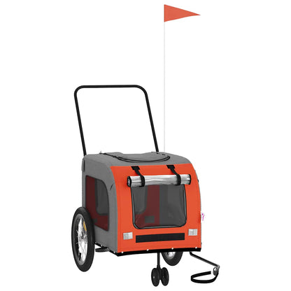 Remolque De Bicicleta Mascotas Hierro Tela Oxford Naranja Gris_0