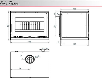 BRICOSOL Estufa de leña para colgar FM Modelo M-170 FK Con Turbina, Interior Fundición Cristal Serigrafiado_4