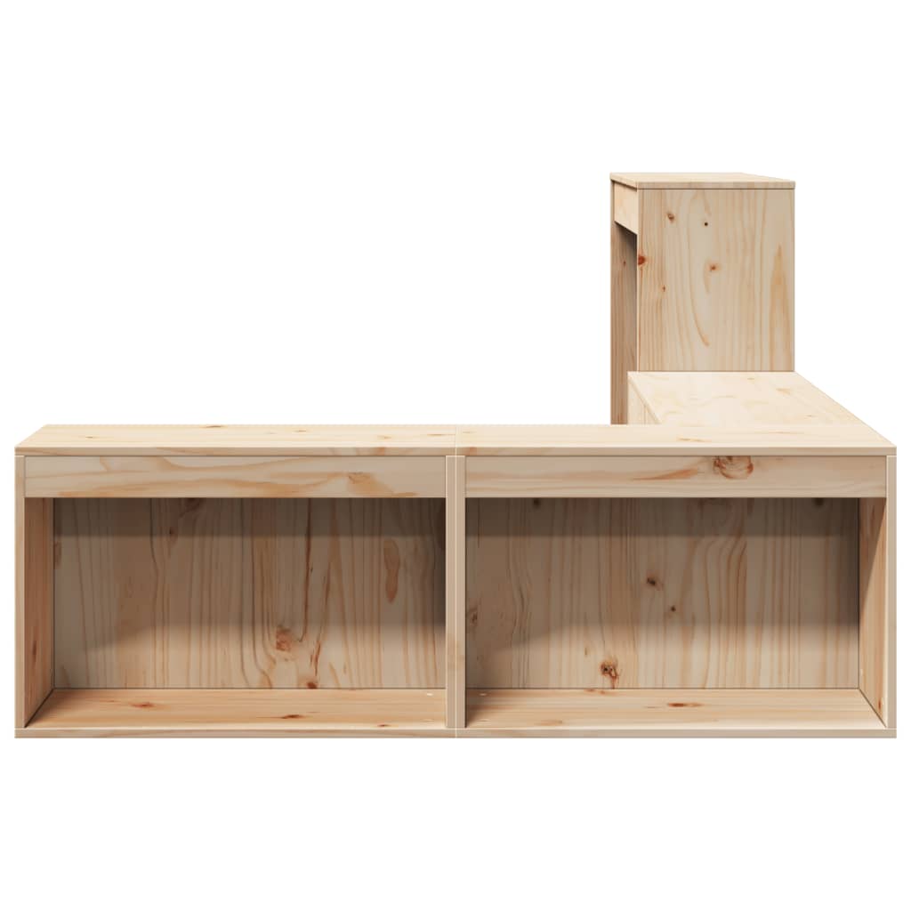 Mueble Con Escritorio Madera Maciza Pino 222x122x75 Cm_3
