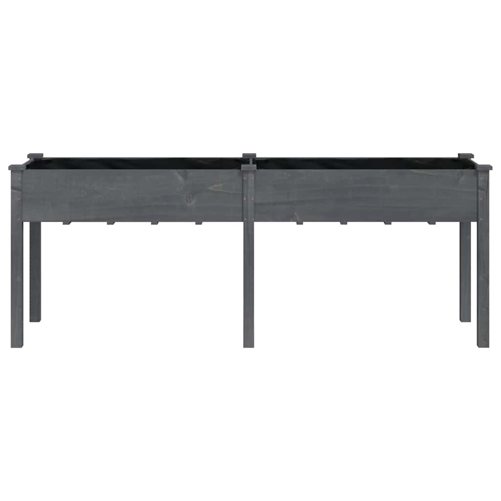 Jardinera Con Forro Madera Maciza De Abeto Gris 203x53x76 Cm_3