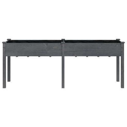 Jardinera Con Forro Madera Maciza De Abeto Gris 203x53x76 Cm_3