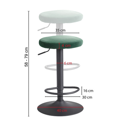 Taburete De Bar De Terciopelo Verde Sin Respaldo 58 - 79 Cm_3