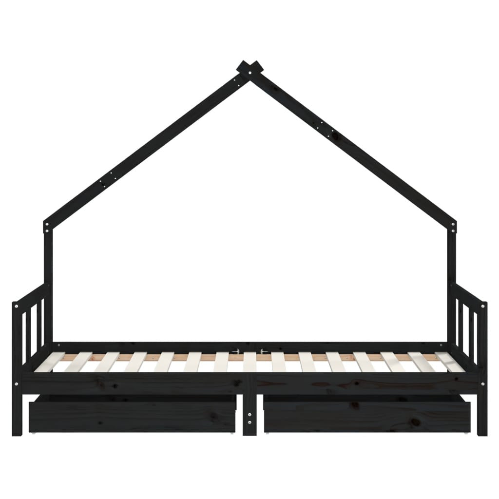 Vidaxl Estructura Cama Infantil Y Cajones Madera Pino Negro 90x190 Cm_4