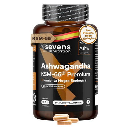 Ashwagandha KSM 66 Complex con Pimienta Negra Sevens Nutrition 120 cápsulas