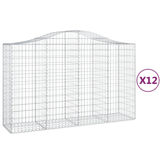 Cestas Gaviones 12 Uds Forma De Arco Hierro 200x50x120/140 Cm_0