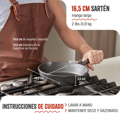 Victoria Sartén Hierro Fundido Curado Inducción 16,5cm, Apta Fuego, Barbacoa, Horno Cast Iron Skillet, 35969, Negro_4
