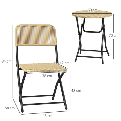 Outsunny Conjunto De Mesa Y Sillas De Jardín Exterior De Ratán Plegable Natural_2