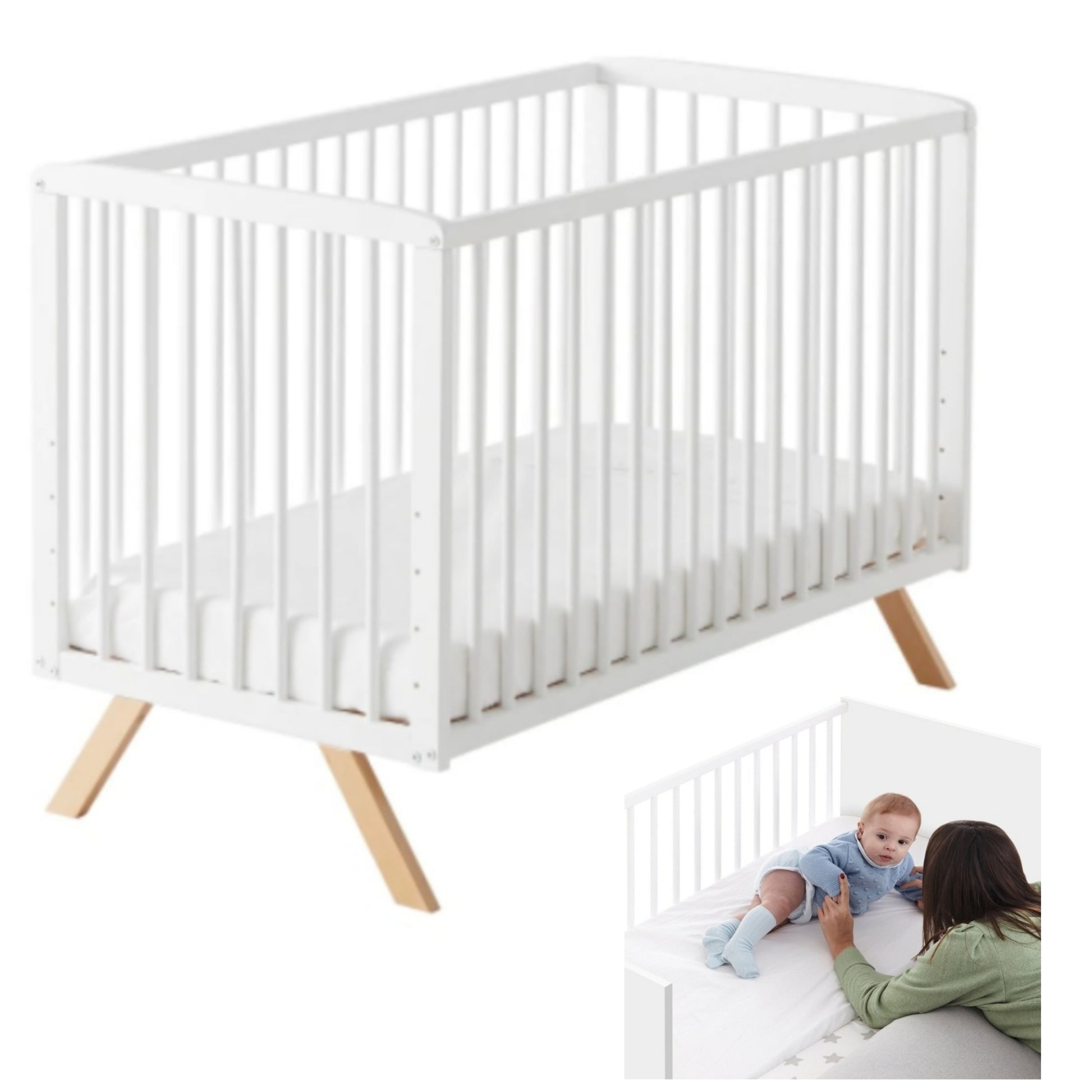 Cuna Colecho De Bebé Nuru Estilo Nórdico 120x60 Cm, Con Kit Colecho Incluido_0