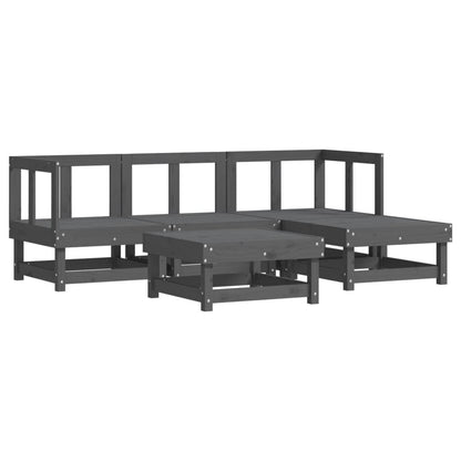 Vidaxl Juego De Sofás De Jardín 5 Piezas Madera Maciza De Pino Gris_0