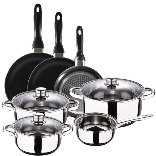 Batería 7 Piezas S.ignacio Cassel Y Set 3 Sartenes Ø16/ø20/ø24 Cms Negro, Aluminio Prensado, Antiadherente, Inducción