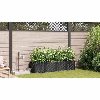 Macetero De Jardín 4 Uds. Negro 160 X 40 X 37,5 Cm Pp_3