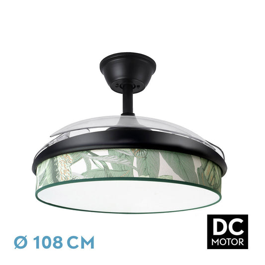 Ventilador Dc Moda 72w Negro/hoja Verde 108d 3aspas 7200lm 3000k,4000k,6000k Remoto+memoria+temporizador_0