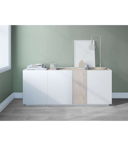 Mueble Aparador Modelo Celia 4 Puertas Acabado Blanco/sahara, 180cm(ancho) 78cm(alto) 41.6_0