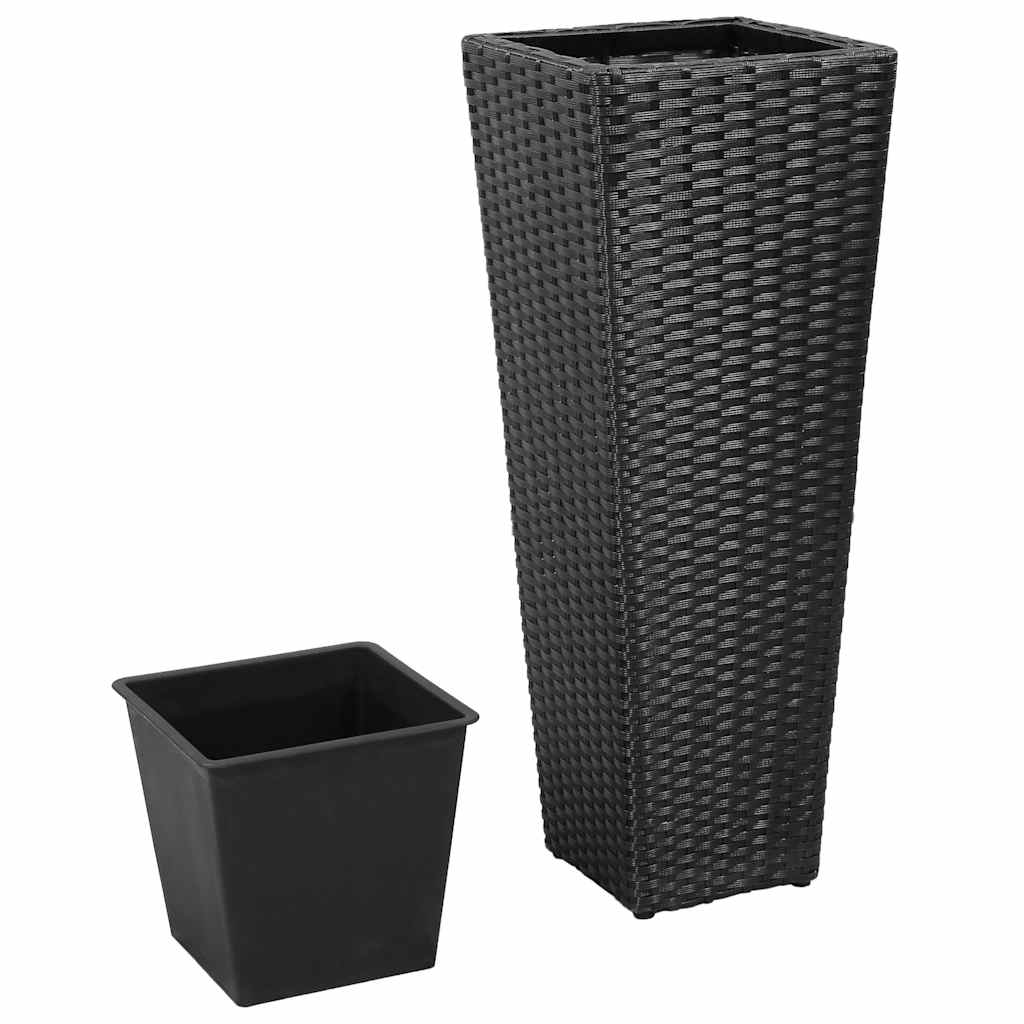 Conjunto De Arriates De Ratán Sintético Negro 3 Piezas_2