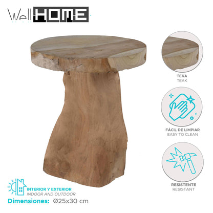Well Home Taburete Redondo Teca Ø25x30cm_1