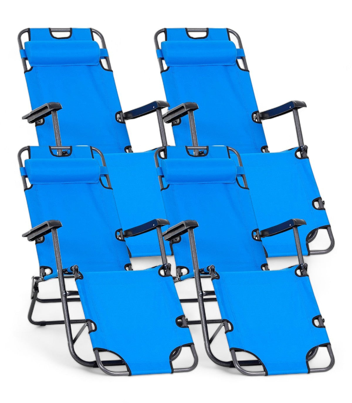 Pack 4 Tumbonas Plegables Y Reclinables - Azul_0