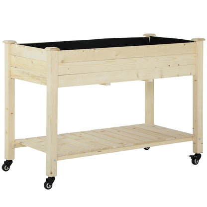 Outsunny Huerto Urbano 118x55x83 Cm Madera Estante Tela Geotextil Portátil_0