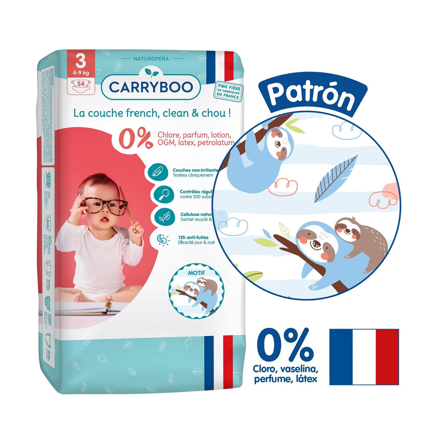 CARRYBOO - Fraldas Ecológicas T3 (4-9kg) - Fraldas Jumbo 54
