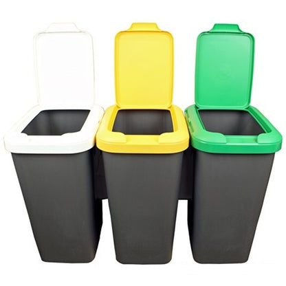 Set 3 Papeleras De Reciclaje De 75 Litros En Total Fabricadas En Plástico 79 X 33 X 48 Cm_2