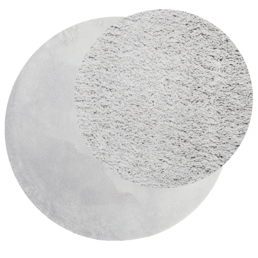 Alfombra De Pelo Corto Suave Lavable Huarte Gris Ø 160 Cm / Vetonek_5