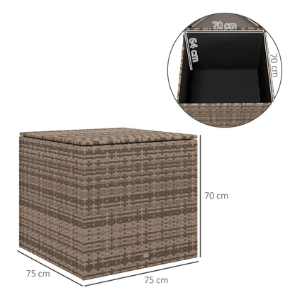 Outsunny Baúl De Exterior De Ratán Sintético 75x75x70 Cm Con Varilla Hidráulica_2